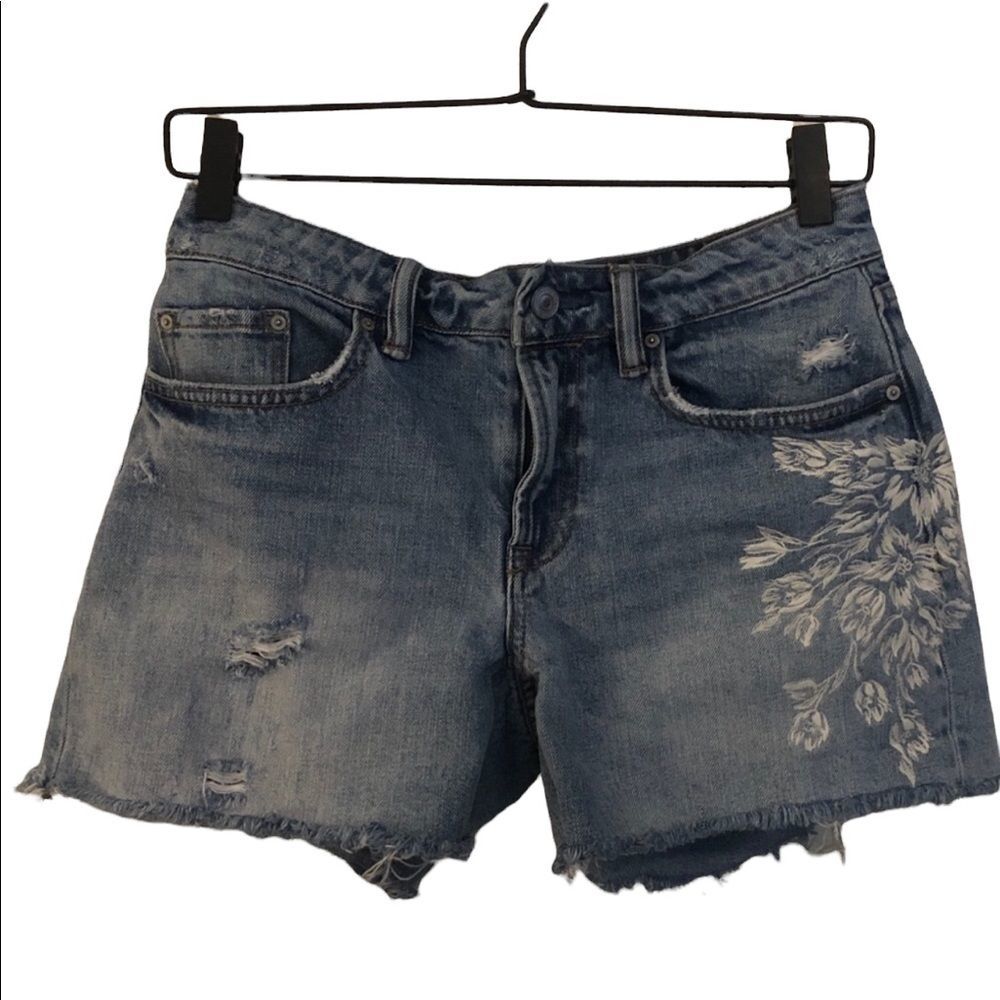 All Saints Distressed Cut Off Denim Shorts (tag size = 27 but fit like 26 or 25)